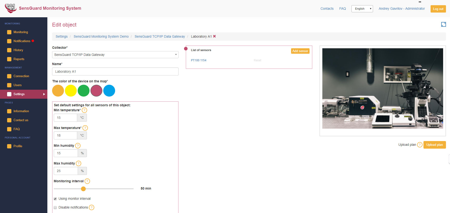 List of medical refrigerators with status indicators