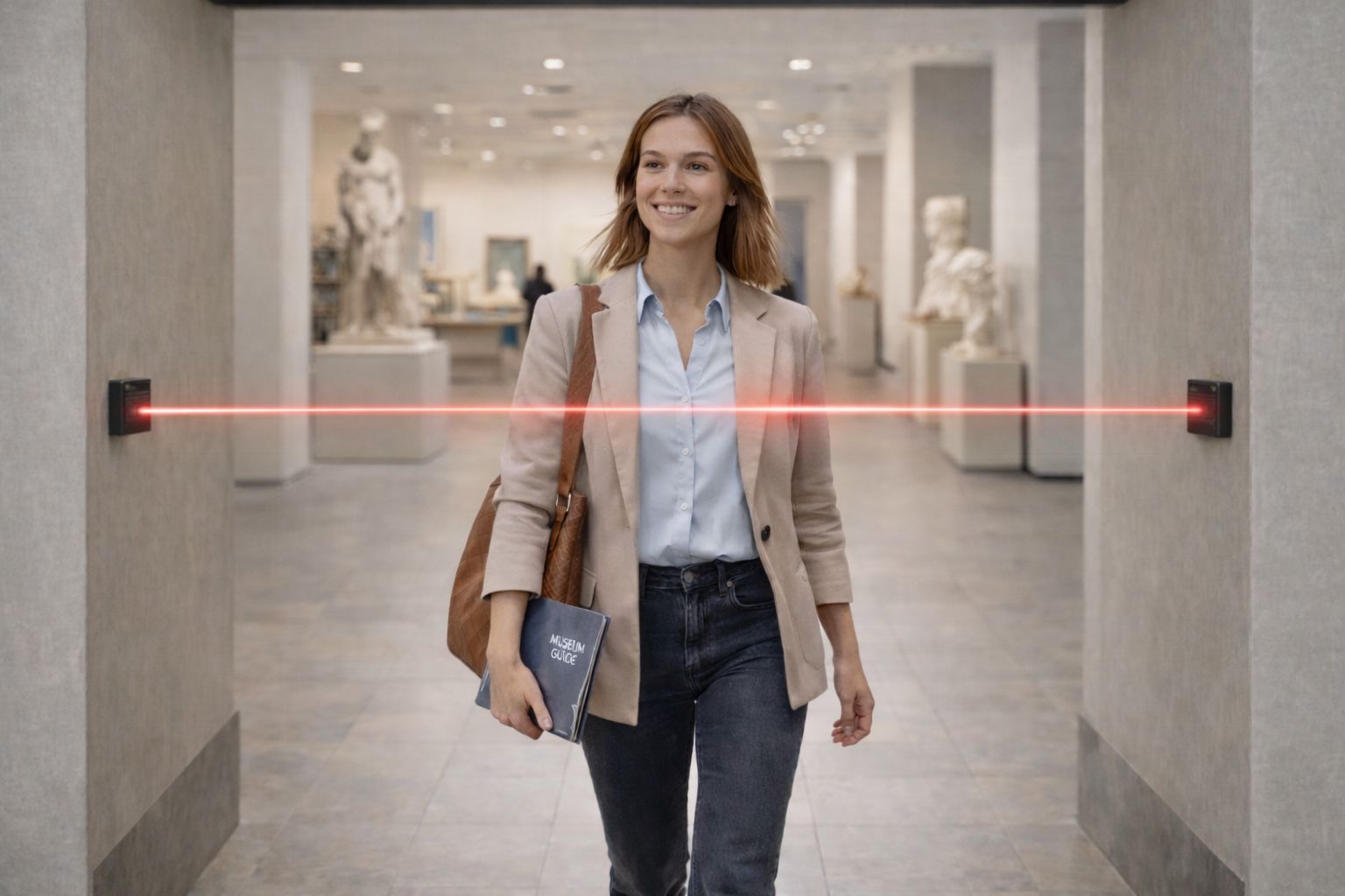 SensMax D3 bidirectional infrared people counting sensor installed at doorway