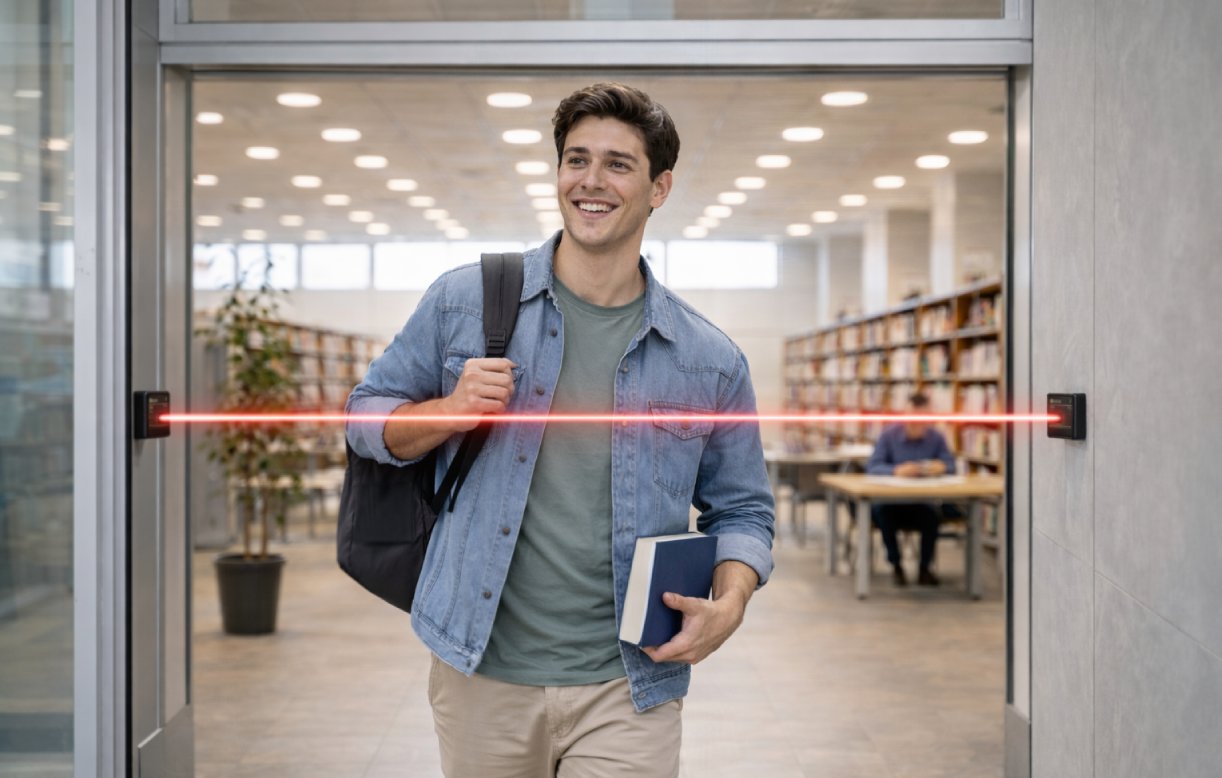 Wireless people counting system for libraries and museums with visitor counters at entrances