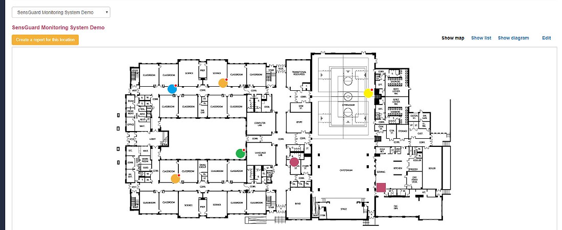 temperature sensor map of premises